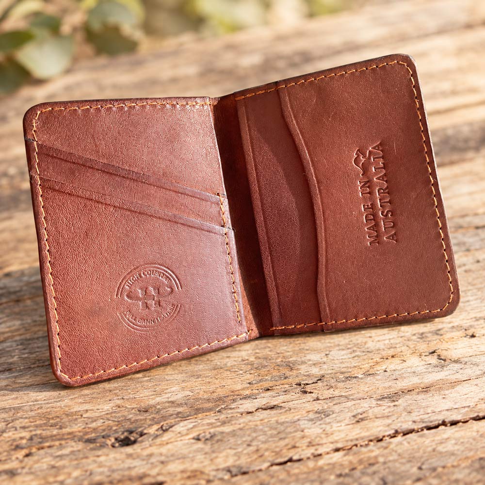 kangaroo leather wallet opened up